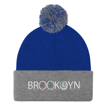 Brooklyn 3,4 and L White Train Pom Pom Knit Cap